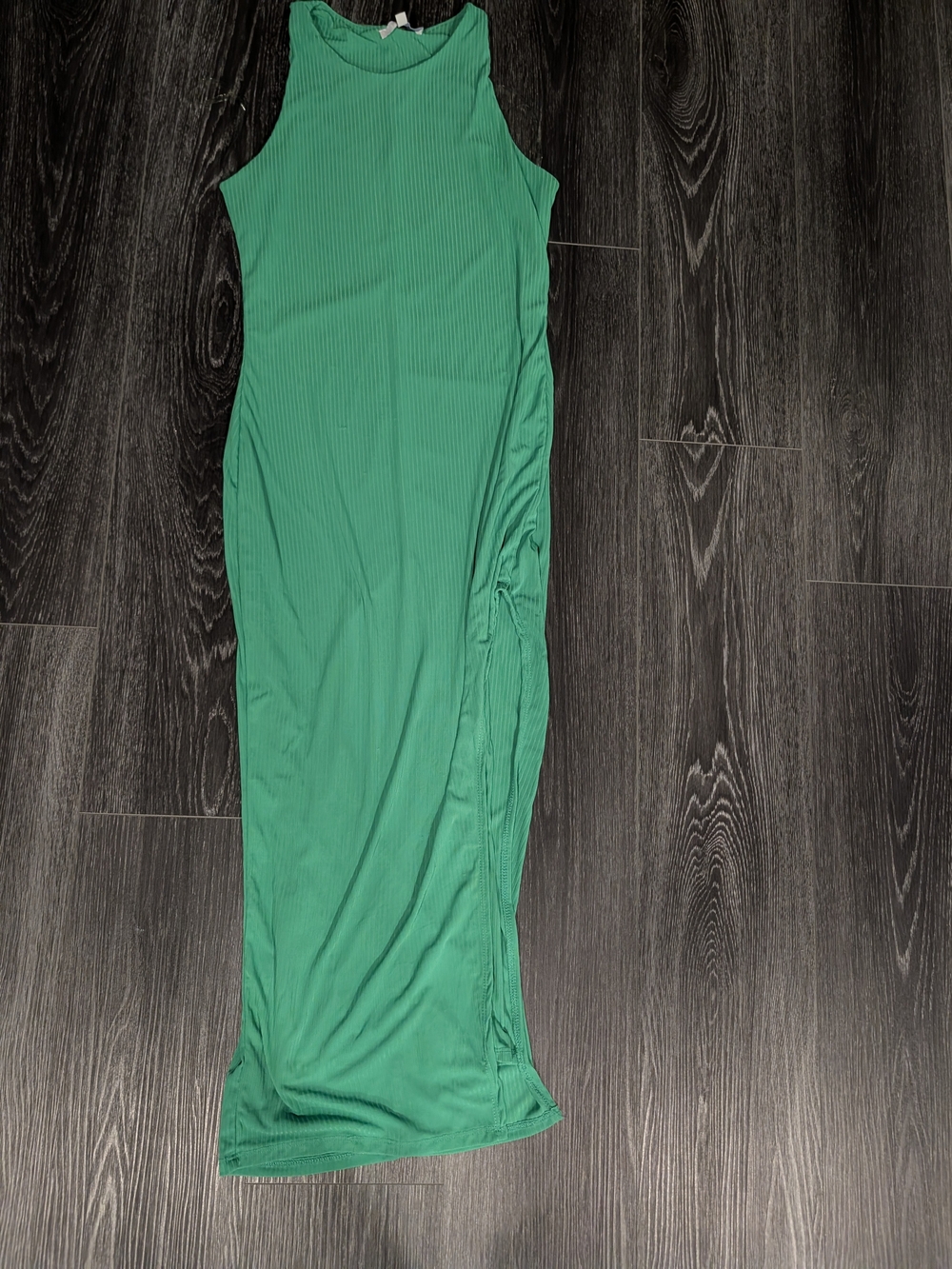 Sleeveless Green Ribbed Maxi Dress